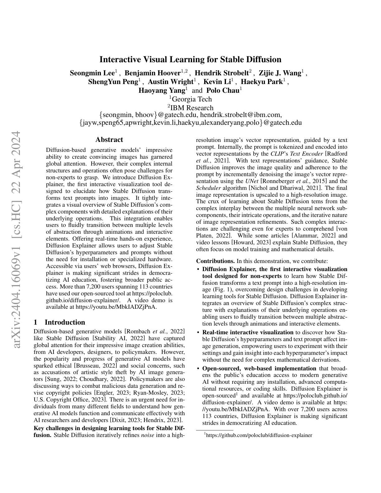 Interactive Visual Learning for Stable Diffusion