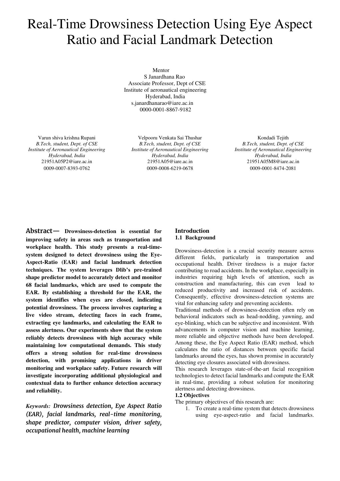 Real-Time Drowsiness Detection Using Eye Aspect Ratio and Facial ...