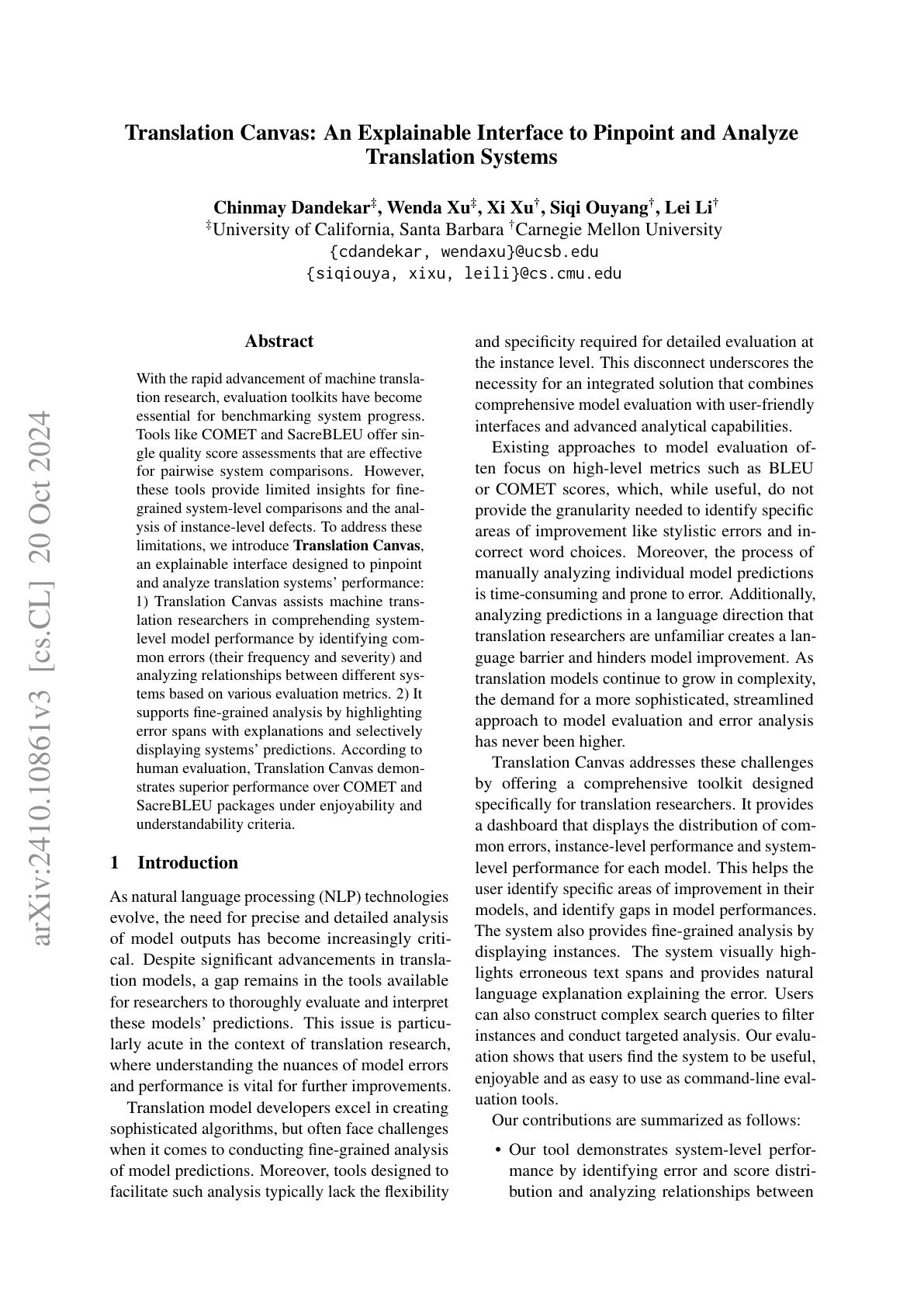Translation Canvas: An Explainable Interface to Pinpoint and Analyze ...