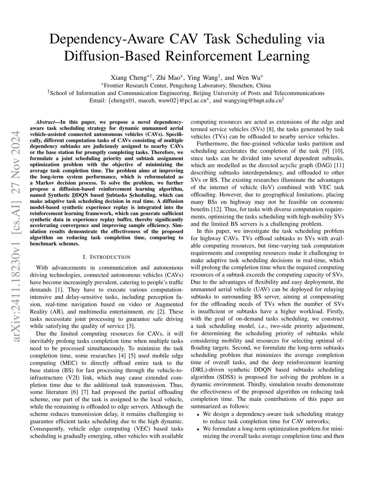 Dependency Aware CAV Task Scheduling Via Diffusion Based Reinforcement dependency-aware-cav-task-scheduling-via-diffusion-based-reinforcement