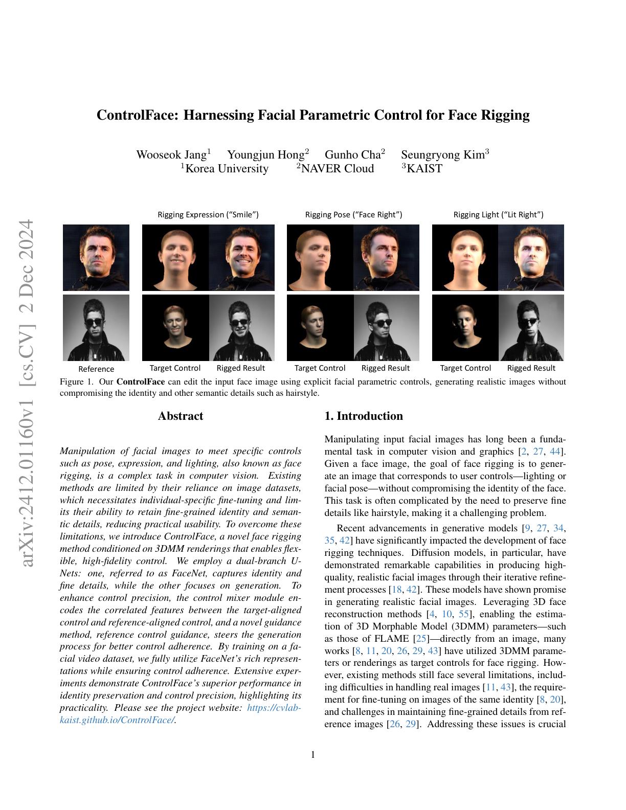 ControlFace: Harnessing Facial Parametric Control for Face Rigging