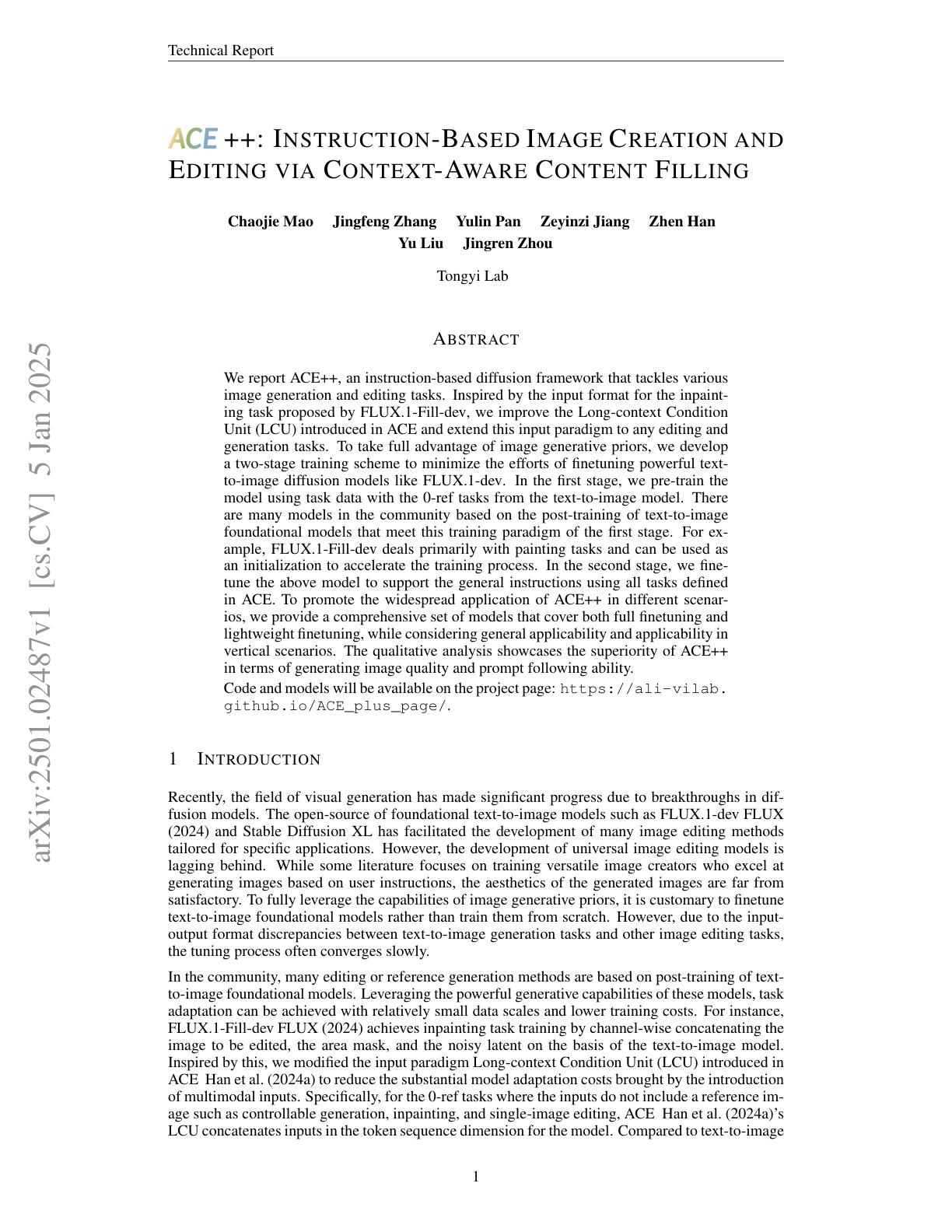 ACE++: Instruction-Based Image Creation and Editing via Context-Aware ...