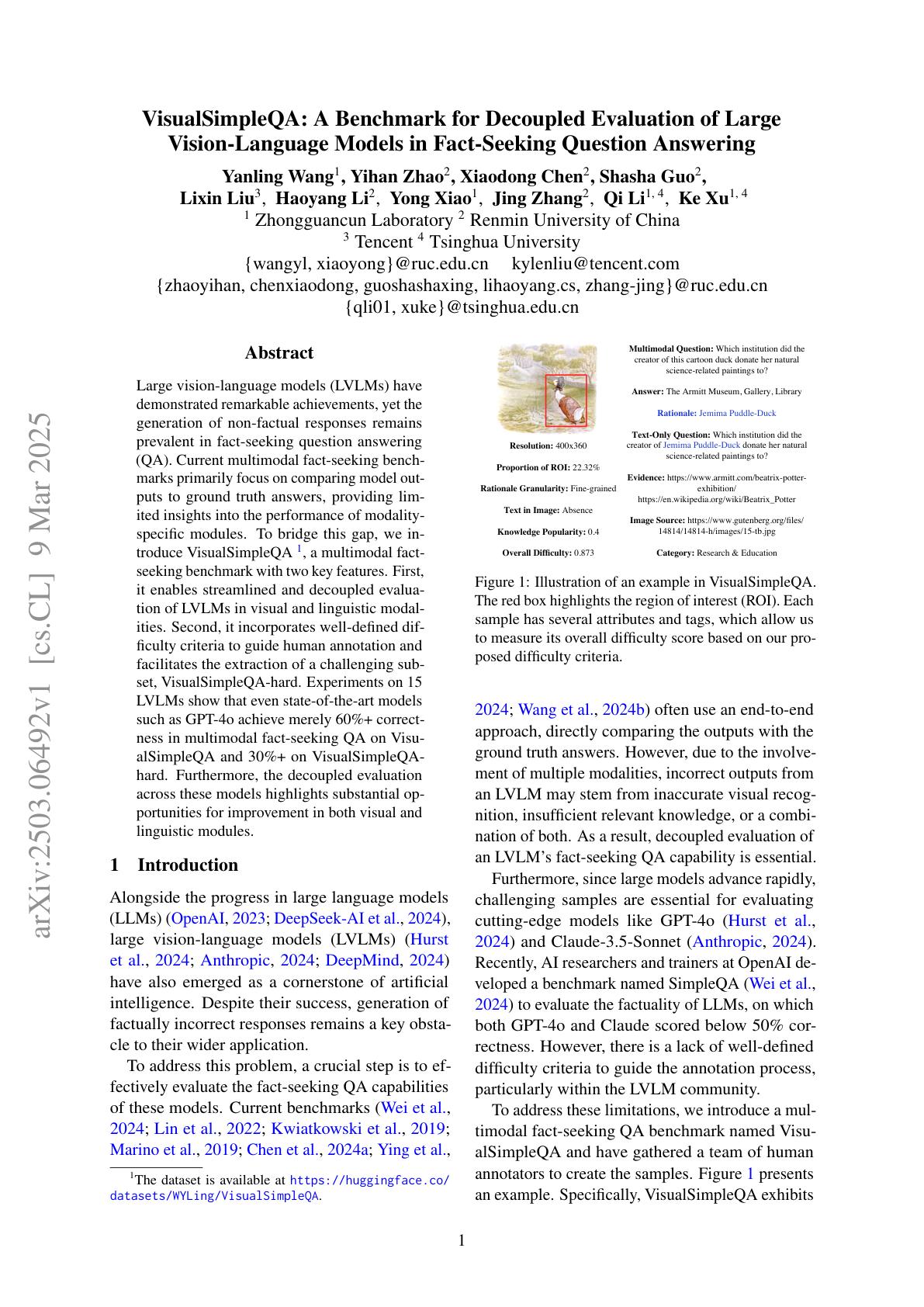 VisualSimpleQA: A Benchmark for Decoupled Evaluation of Large Vision ...