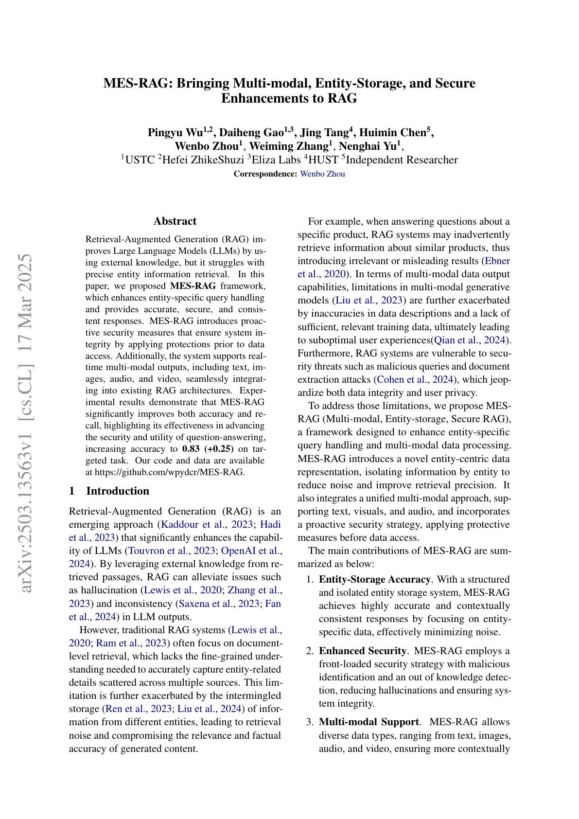 MES-RAG: Bringing Multi-modal, Entity-Storage, and Secure Enhancements ...