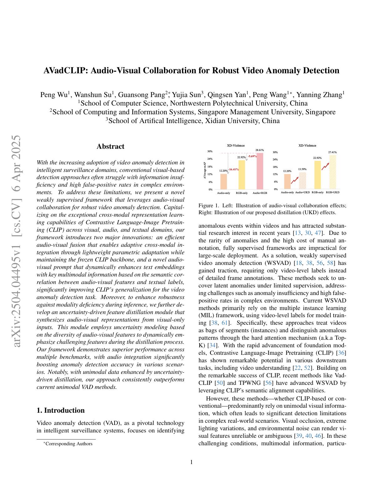 AVadCLIP: Audio-Visual Collaboration for Robust Video Anomaly Detection