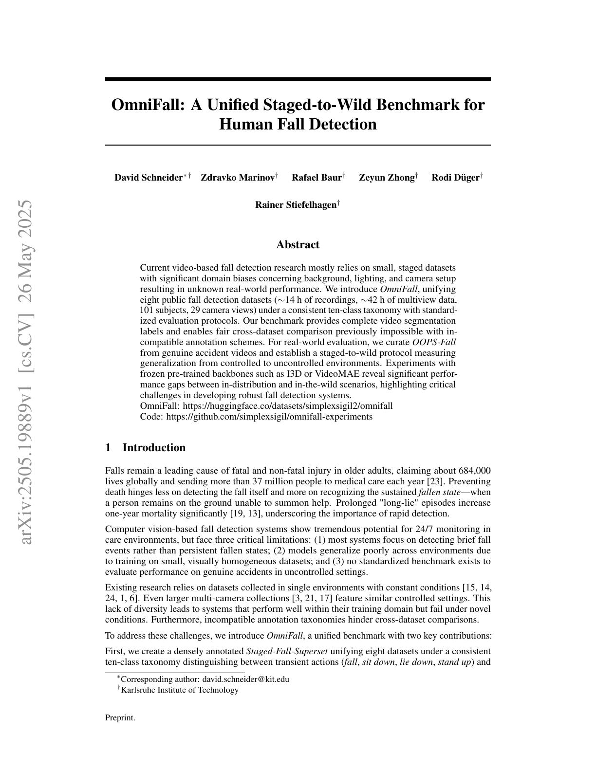 omnifall-a-unified-staged-to-wild-benchmark-for-human-fall-detection