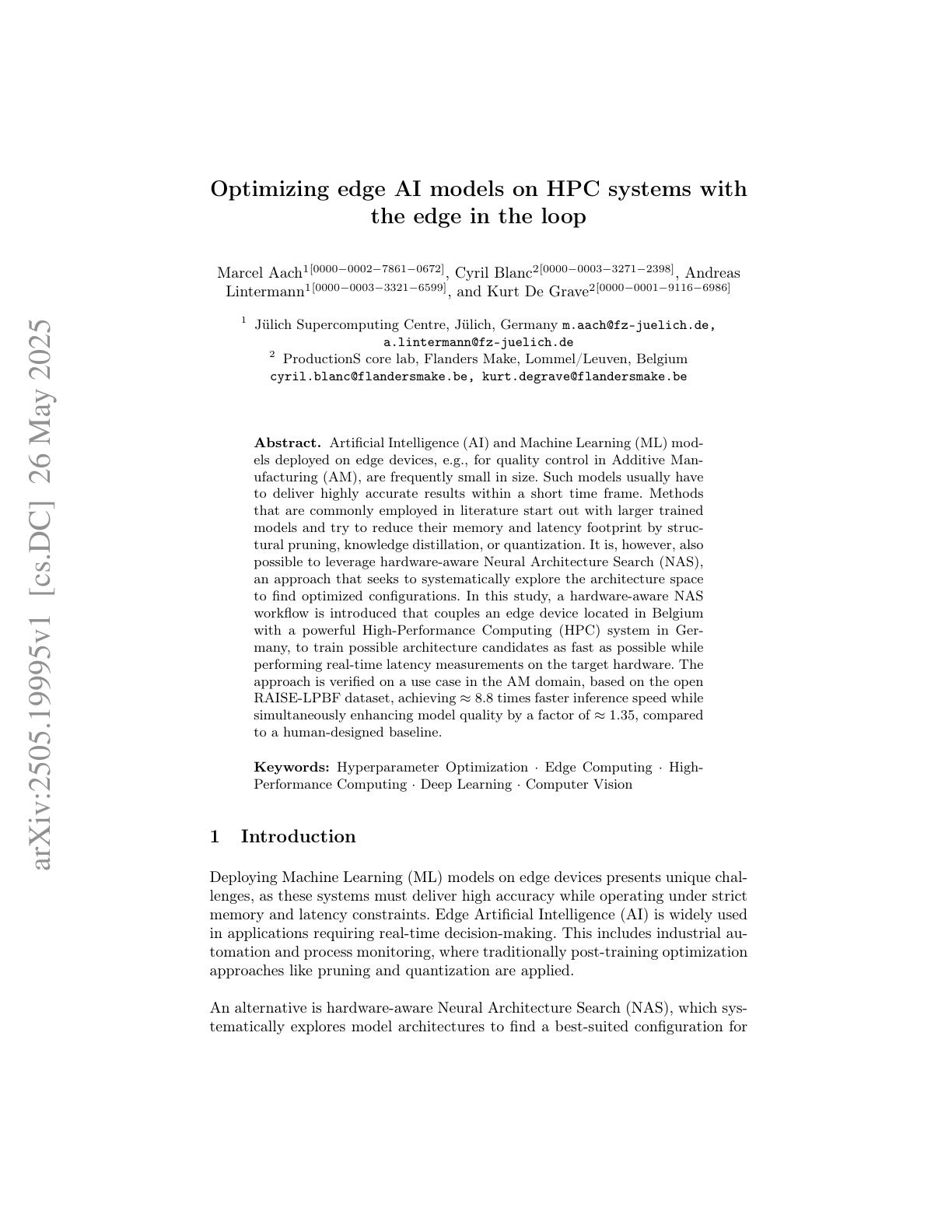 Optimizing edge AI models on HPC systems with the edge in the loop