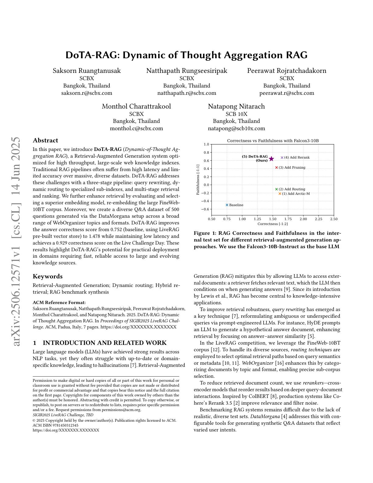 DoTA-RAG: Dynamic of Thought Aggregation RAG
