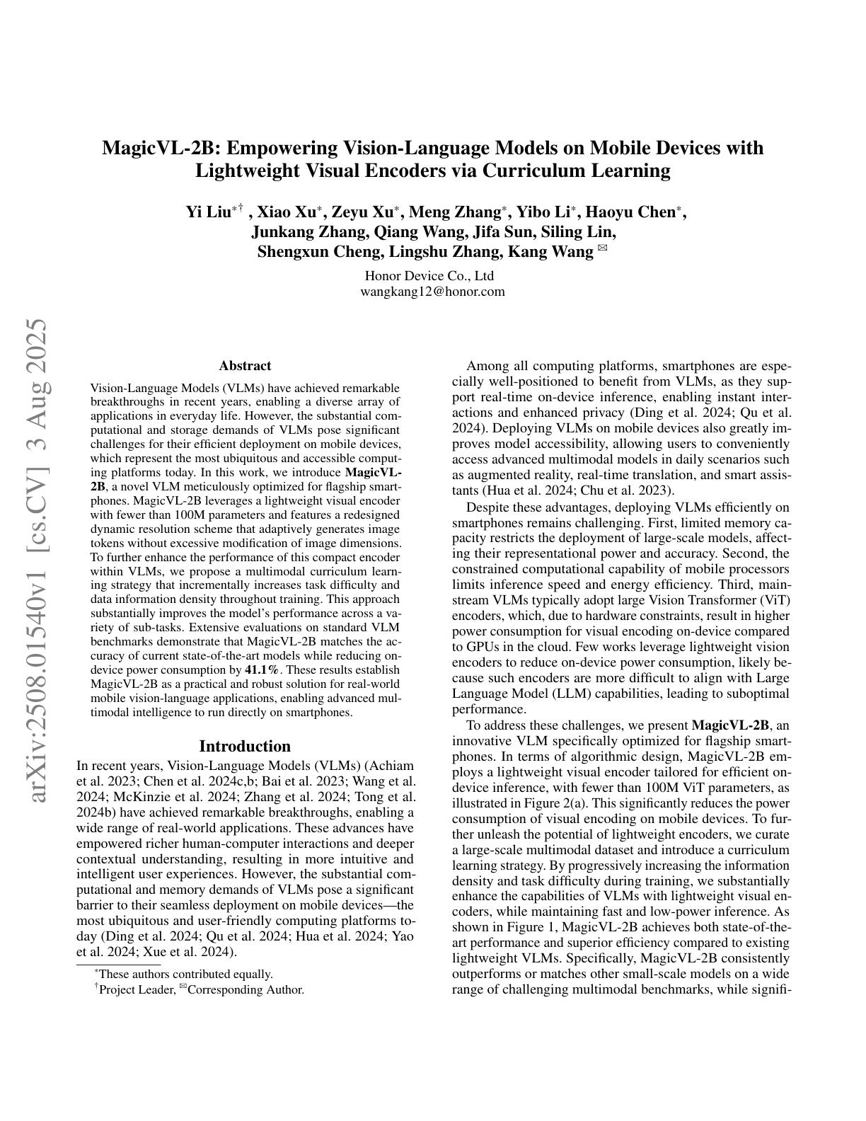 MagicVL-2B: Empowering Vision-Language Models on Mobile Devices with ...