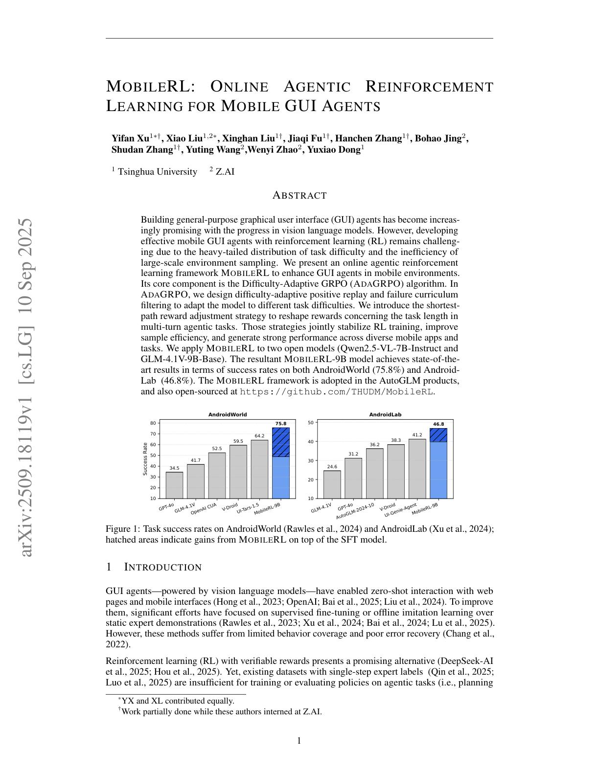 MobileRL: Online Agentic Reinforcement Learning for Mobile GUI Agents